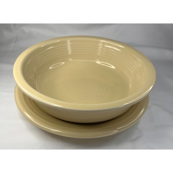 Fiesta HLC USA Ivory Salad Bowl Salad Plate Set 16 Oz Cereal Clay Lead Free - Picture 1 of 7